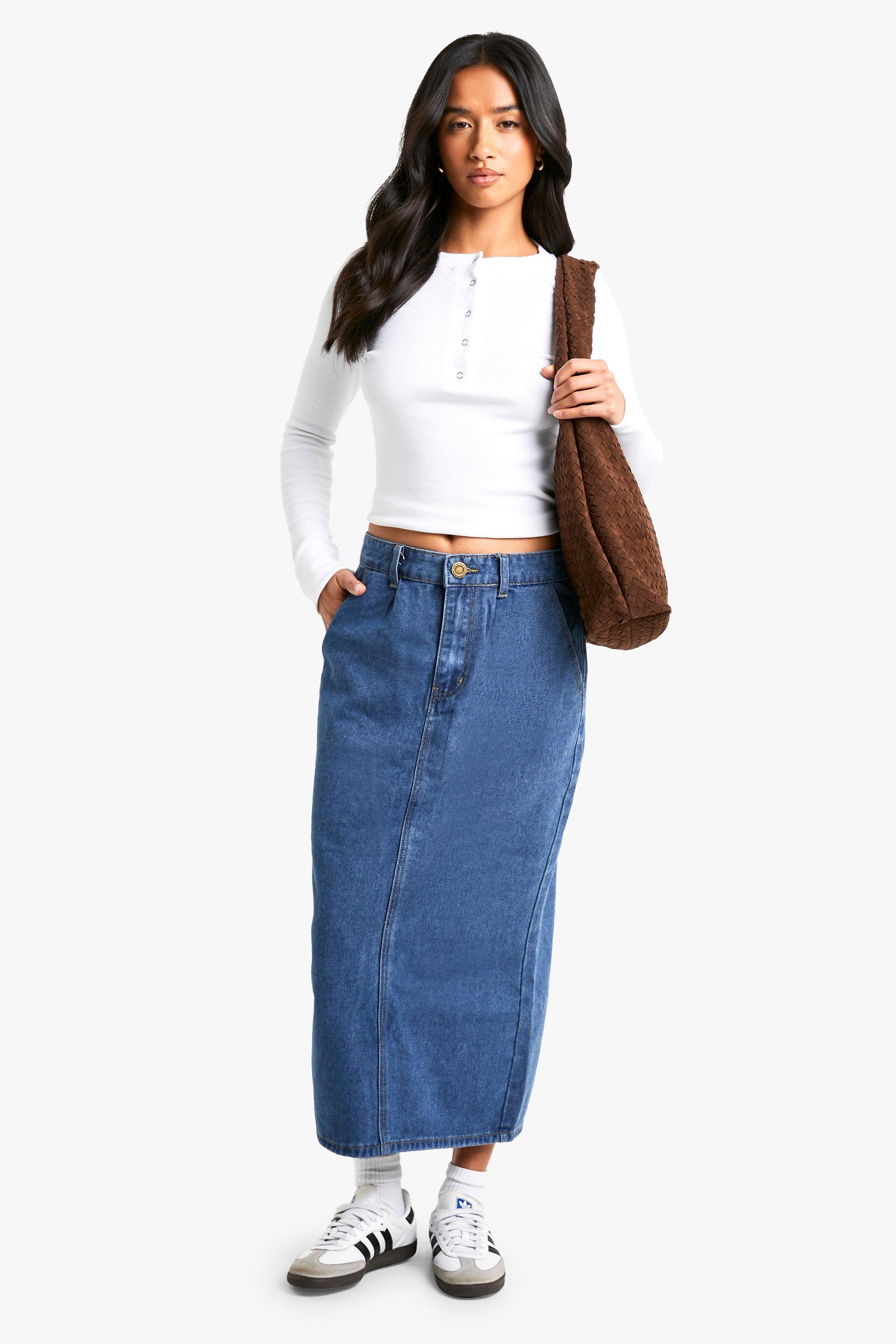 Long denim outlet skirts for petites